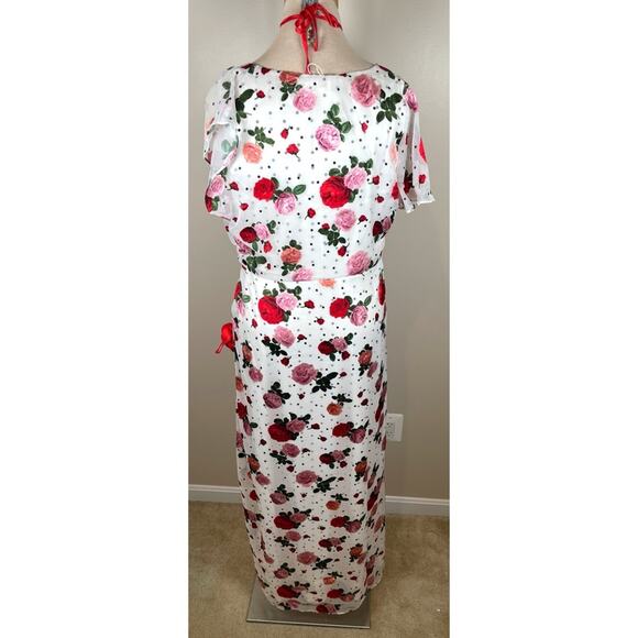 For Love & Lemons Maybelle Floral Polkadot Rosette White Maxi Dress Size L - Picture 8 of 10